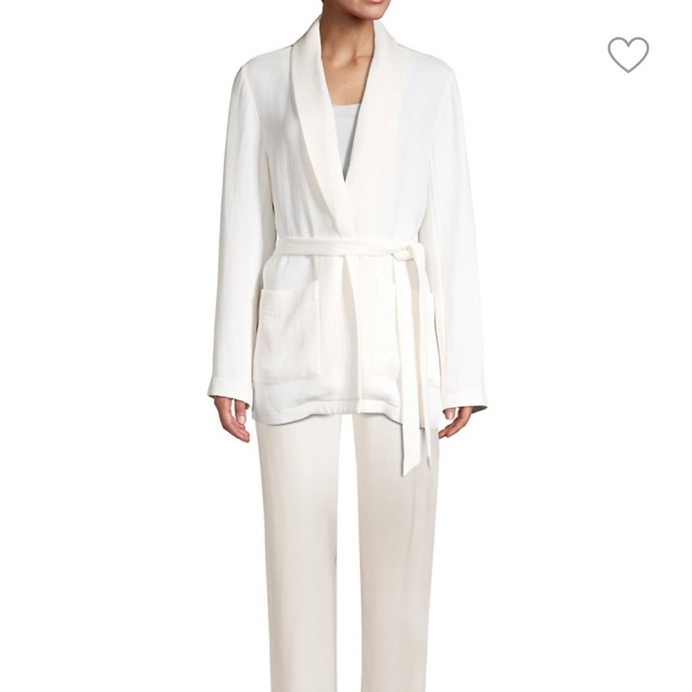 Eileen Fisher Silk-Blend Shawl Neck Jacket Ivory